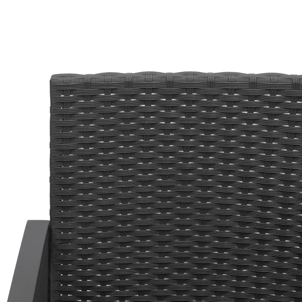 Set da Pranzo da Giardino 3 pz | Set Salotto da Giardino Nero con Cuscini in Rattan PP
