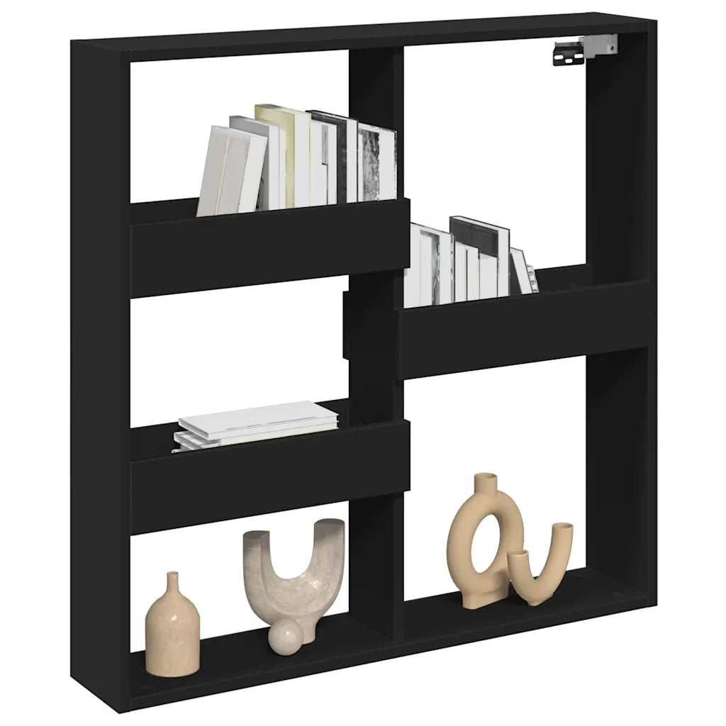 Armadietto a Muro | Mobile a Parete Nero 80x15x80 cm in Legno Multistrato