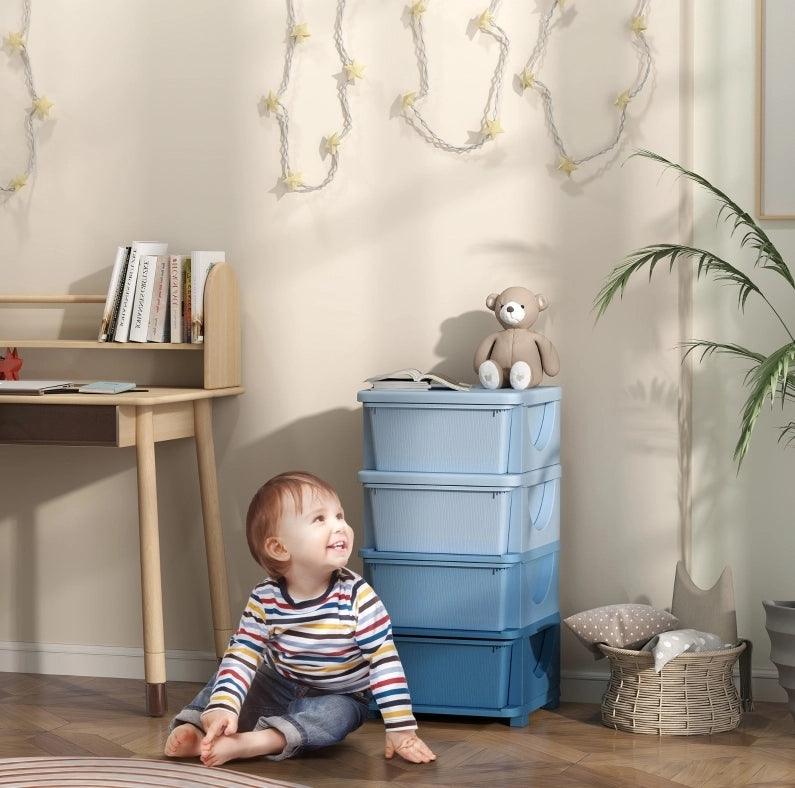 Mobile contenitore per bambini con 4 cassetti e seduta