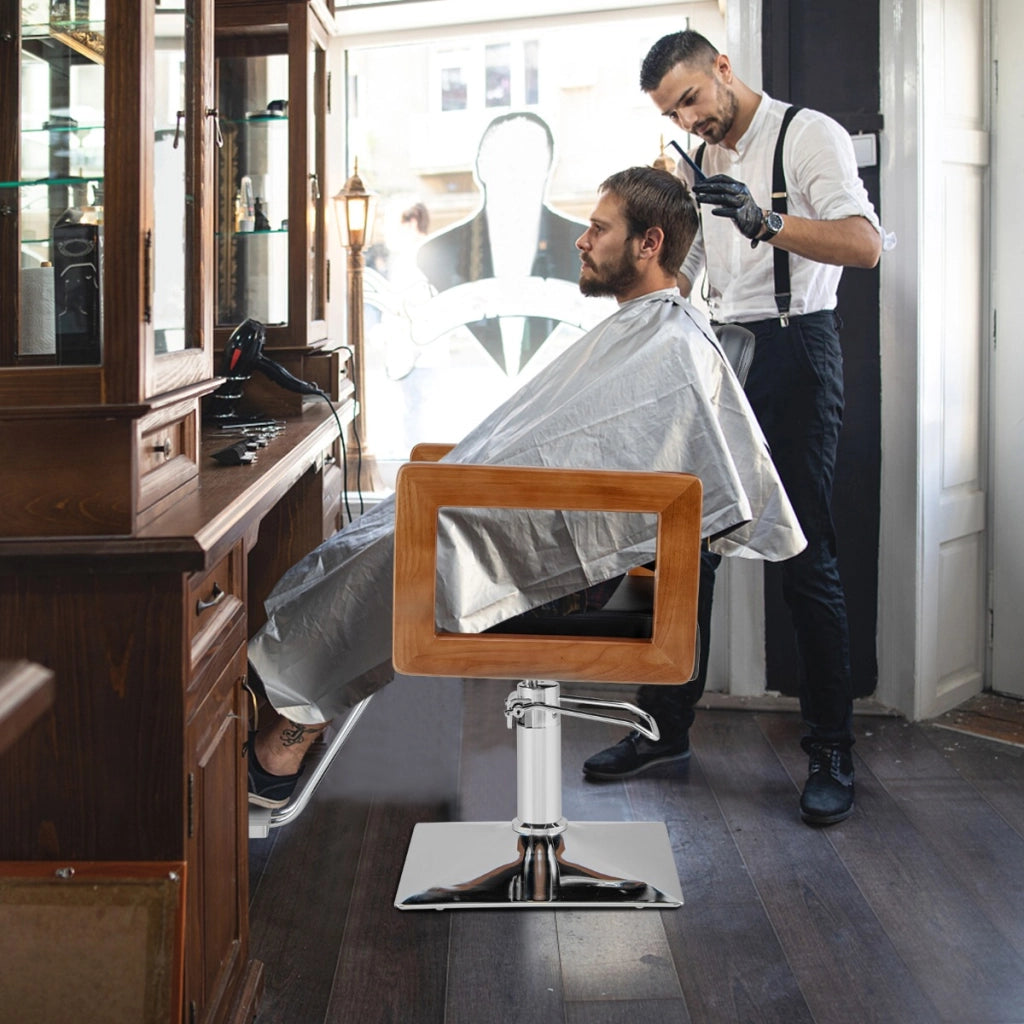 Sedia da barbiere con rotazione a 360¡ã regolazione dell'altezza, Sedia da tattoo per estetista portata 150kg Nero-Cura dei capelli