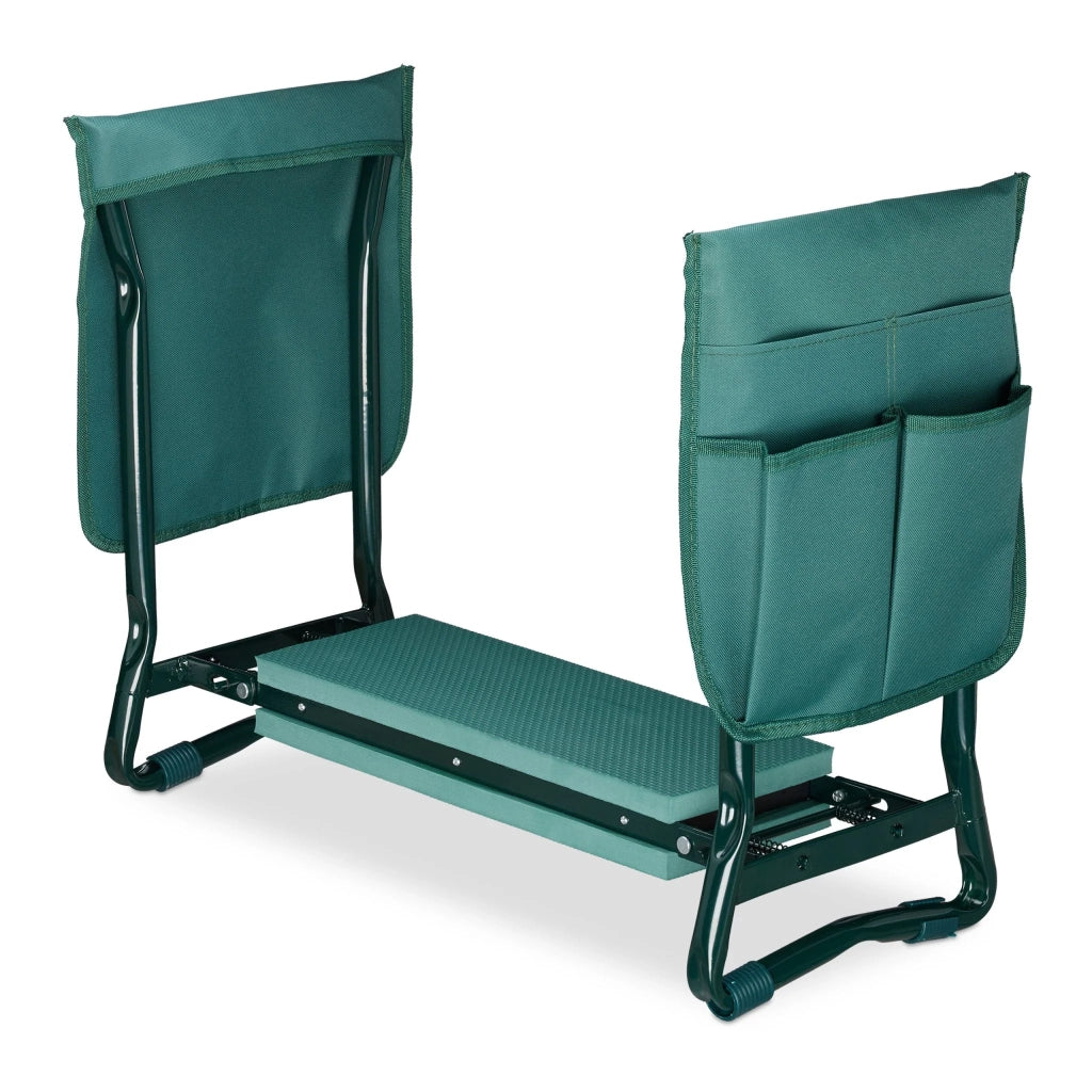 Panchina da giardino 2 in 1 comoda con cuscino morbido 70 x 25 x 25 cm in metallo verde 13_0005093