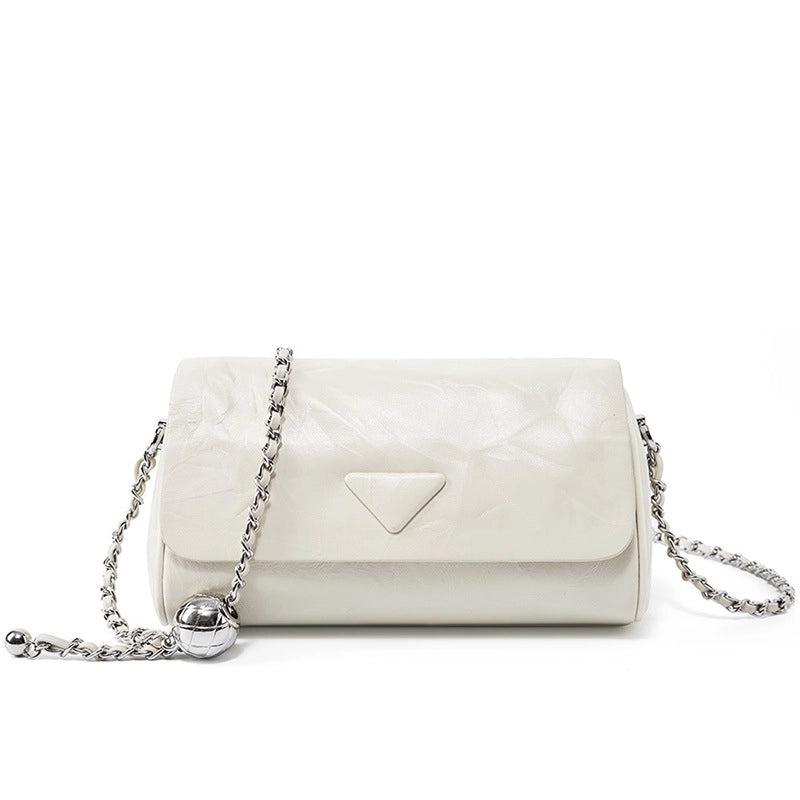 Borsa a mano da donna di lusso in pelle, borsa a tracolla casual da ascella, borsa a secchiello morbida da donna, bianca