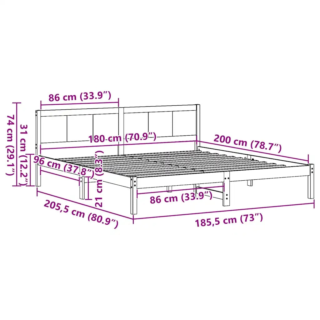 Struttura del letto Bianco 180 x 200 cm Legno massello di pino 872180