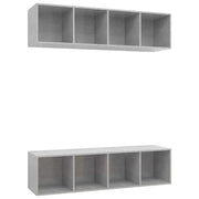 Set di 2 funzionali mobili porta TV a parete con ampio spazio contenitivo 37 x 37 x 142,5 cm realizzati in legno composito color grigio cemento 02_0055109