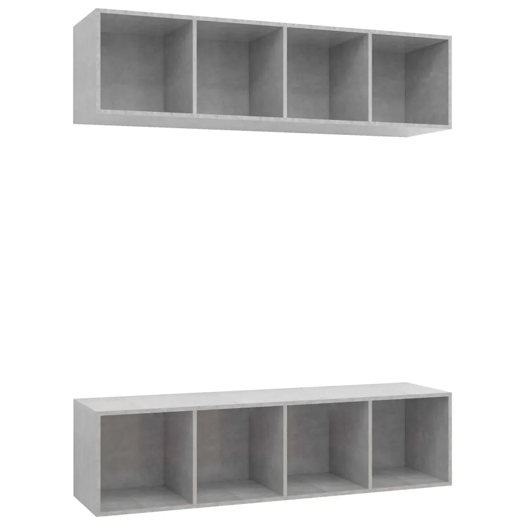 Set di 2 funzionali mobili porta TV a parete con ampio spazio contenitivo 37 x 37 x 142,5 cm realizzati in legno composito color grigio cemento 02_0055109