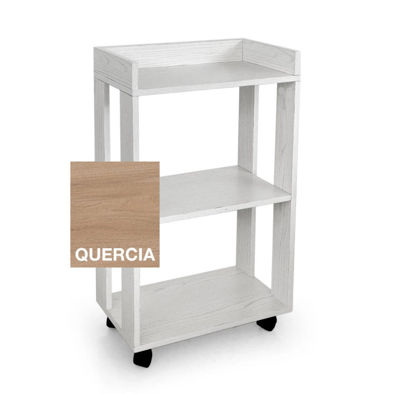 Carrello 3 Ripiani Con 4 Ruote In Colore Quercia