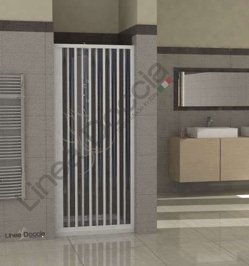 Box doccia Amalfi in PVC - 1 lato, apertura laterale a soffietto - Misura: 65 x h185