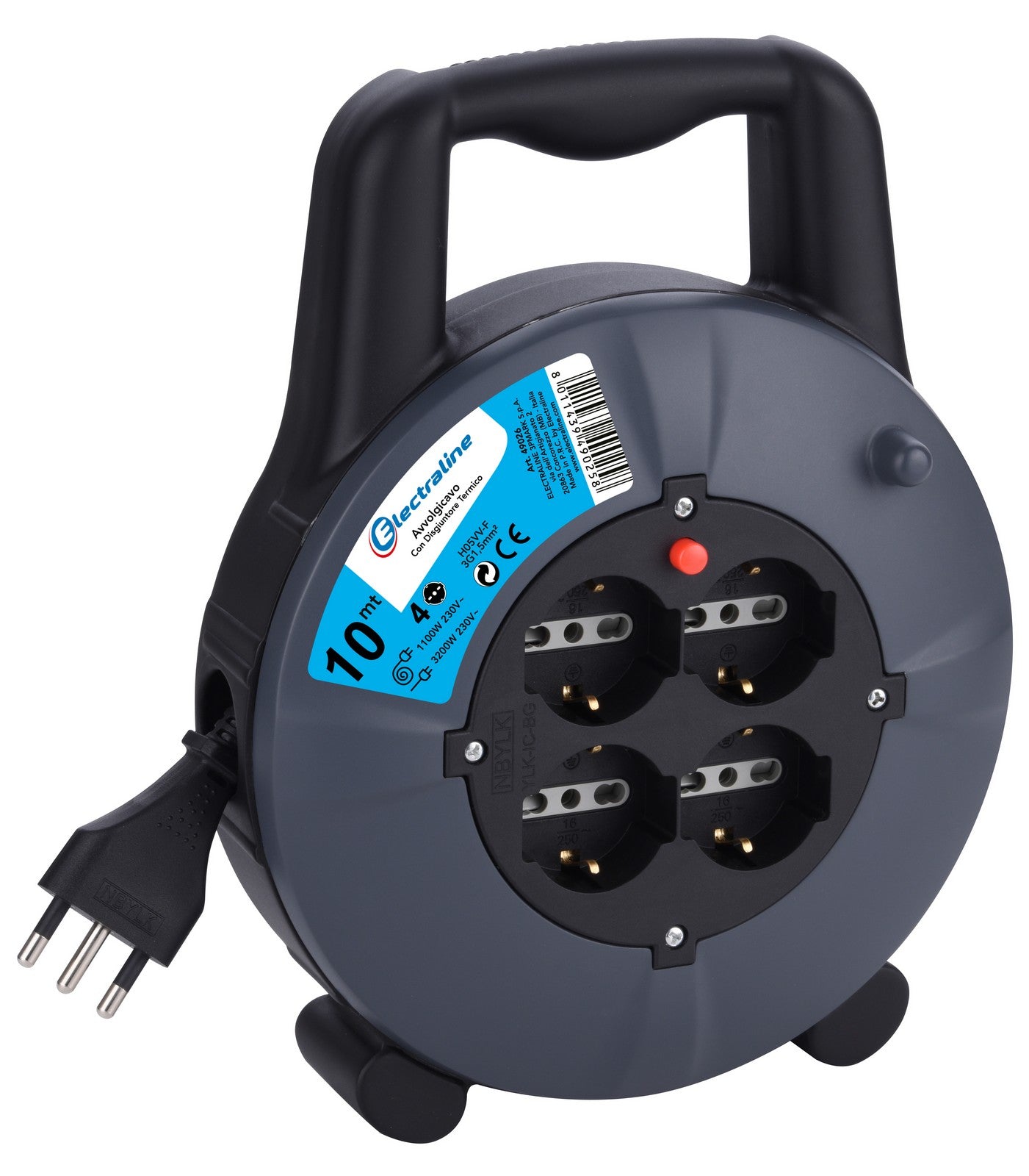 avvolgicavo ml.10 3x1,5 4bipasso schuko + protezione/49026 cod:ferx.559