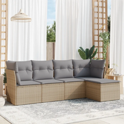 Set Divano da Giardino 5 pz con Cuscini Beige in Polyrattan 3217559