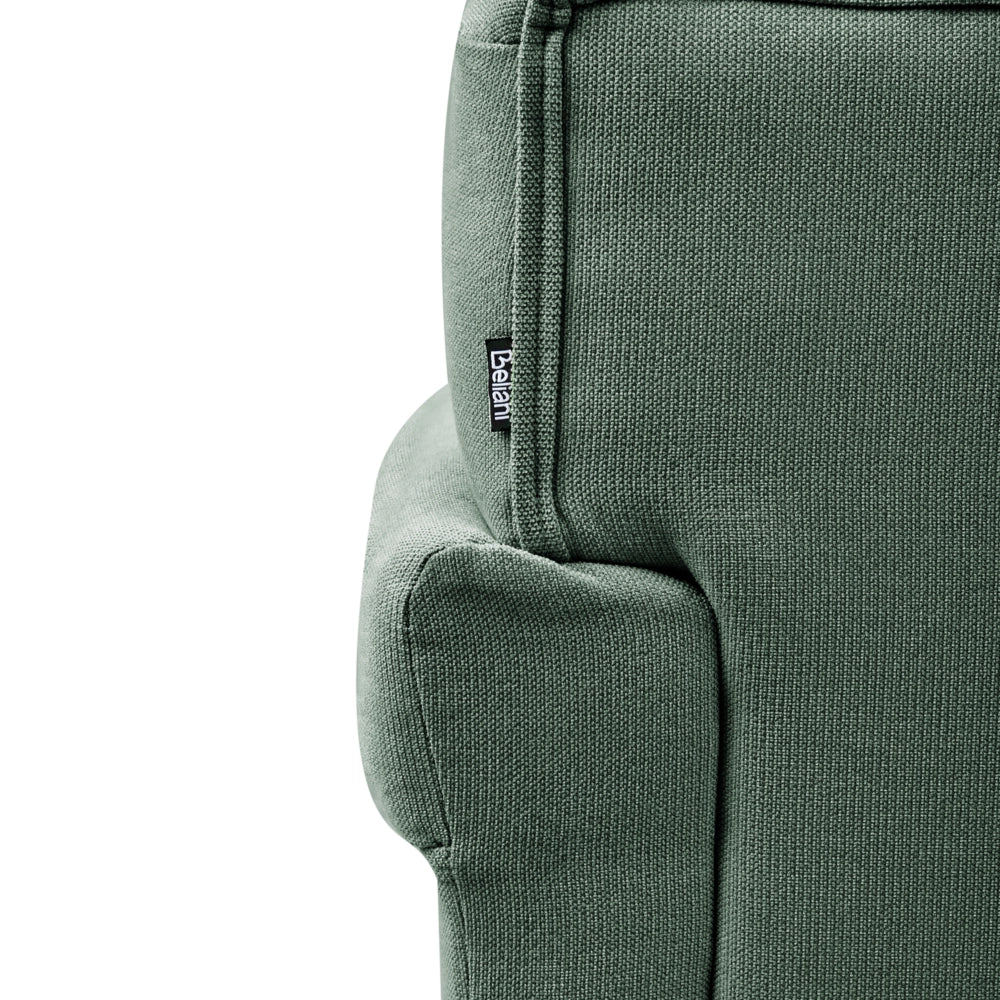 Poltrona Verde Tessuto poliestere idrorepellente Gambe in legno di gomma Arredamento minimalista retrò per il soggiorno
