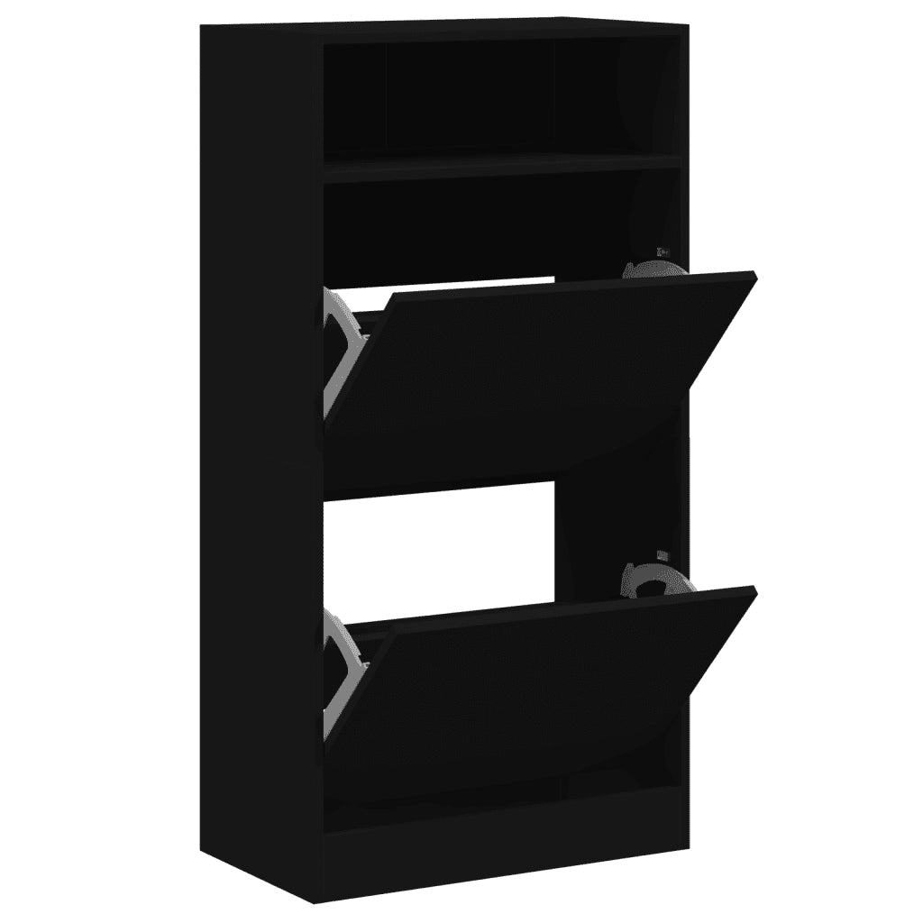 Scarpiera Nera 60x34x116 cm in Legno Multistrato 840016