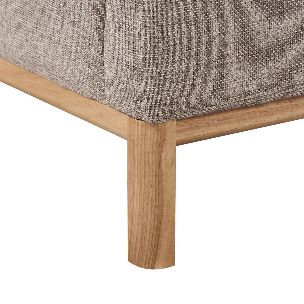 Divano angolare a sinistra Tessuto poliestere marrone chiaro Gambe di legno Soggiorno elegante