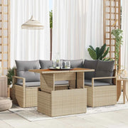 Set da Pranzo per Giardino con cuscino 5 pcs Beige e grigio 3349706