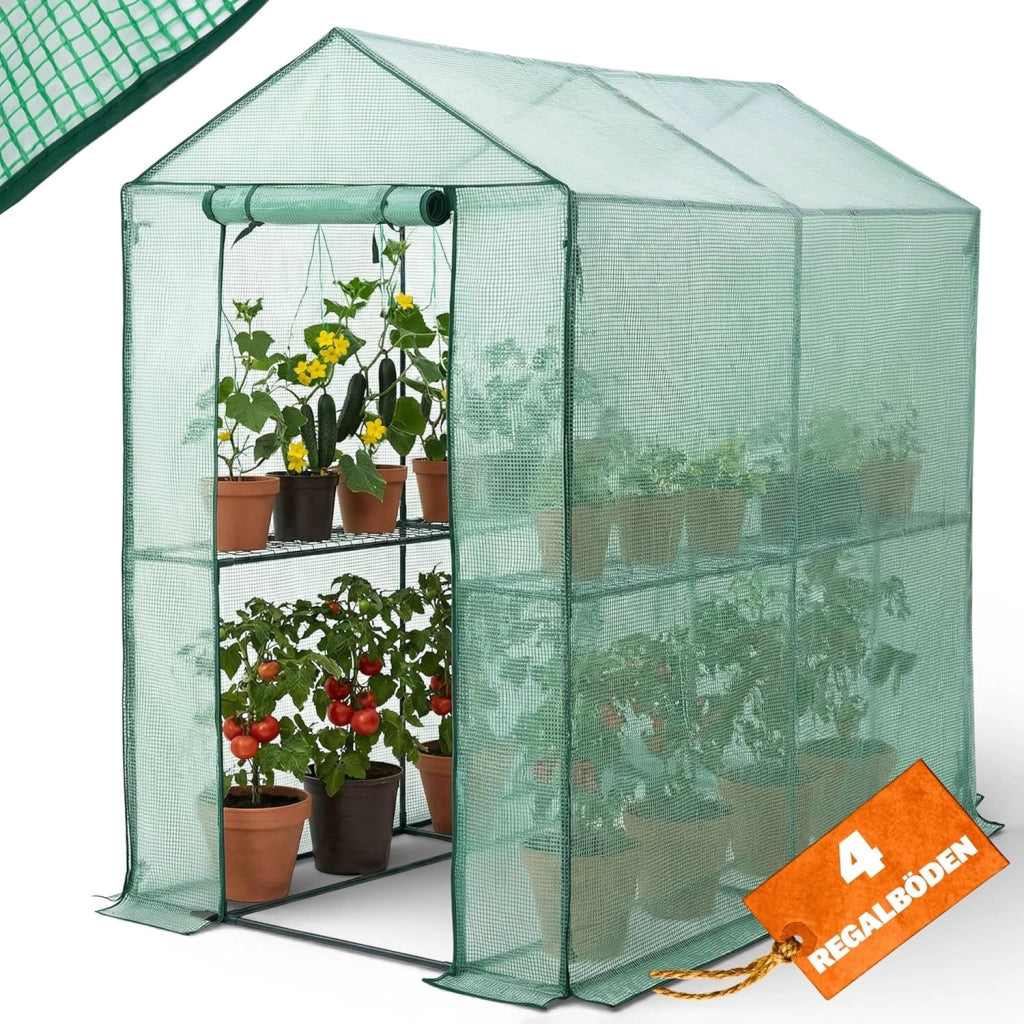 Serra da Giardino 2,23 m² 4 Ripiani Porta Arrotolabile 190x186x120cm Serre Piante Verdure