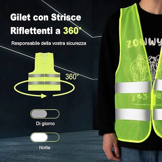 Set da 12 Coni Stradali con Gilet di Sicurezza, Coni Segnaletici Stradali con Strisce Refrigeranti, Birilli Stradali Riflettenti Luminosi in PVC Arancione Acceso per Traffico Guide Parcheggi