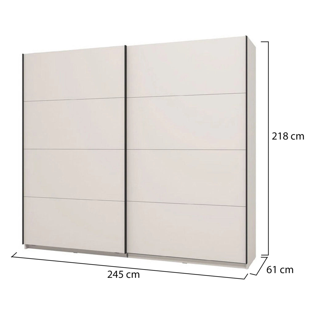 Armadio Camera da Letto Salemi, Guardaroba Grande 2 Ripiani, 245x217.5h cm Bianco Crema