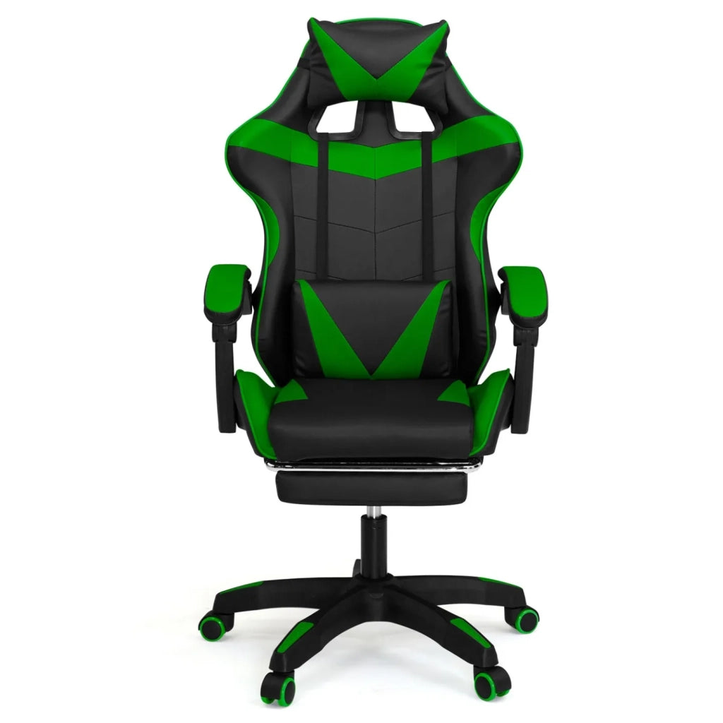 IDMarket - Sedia da gioco ALEX regolabile con poggiapiedi, cuscino per la testa e cuscino lombare in nero e verde