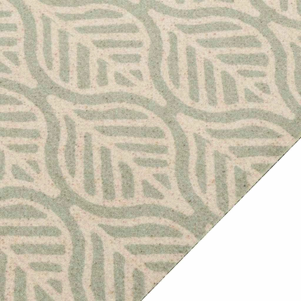 Tappetino da cucina lavabile con stampa a foglie 180 x 60 cm antiscivolo comodo design moderno in velluto verde 02_0056472