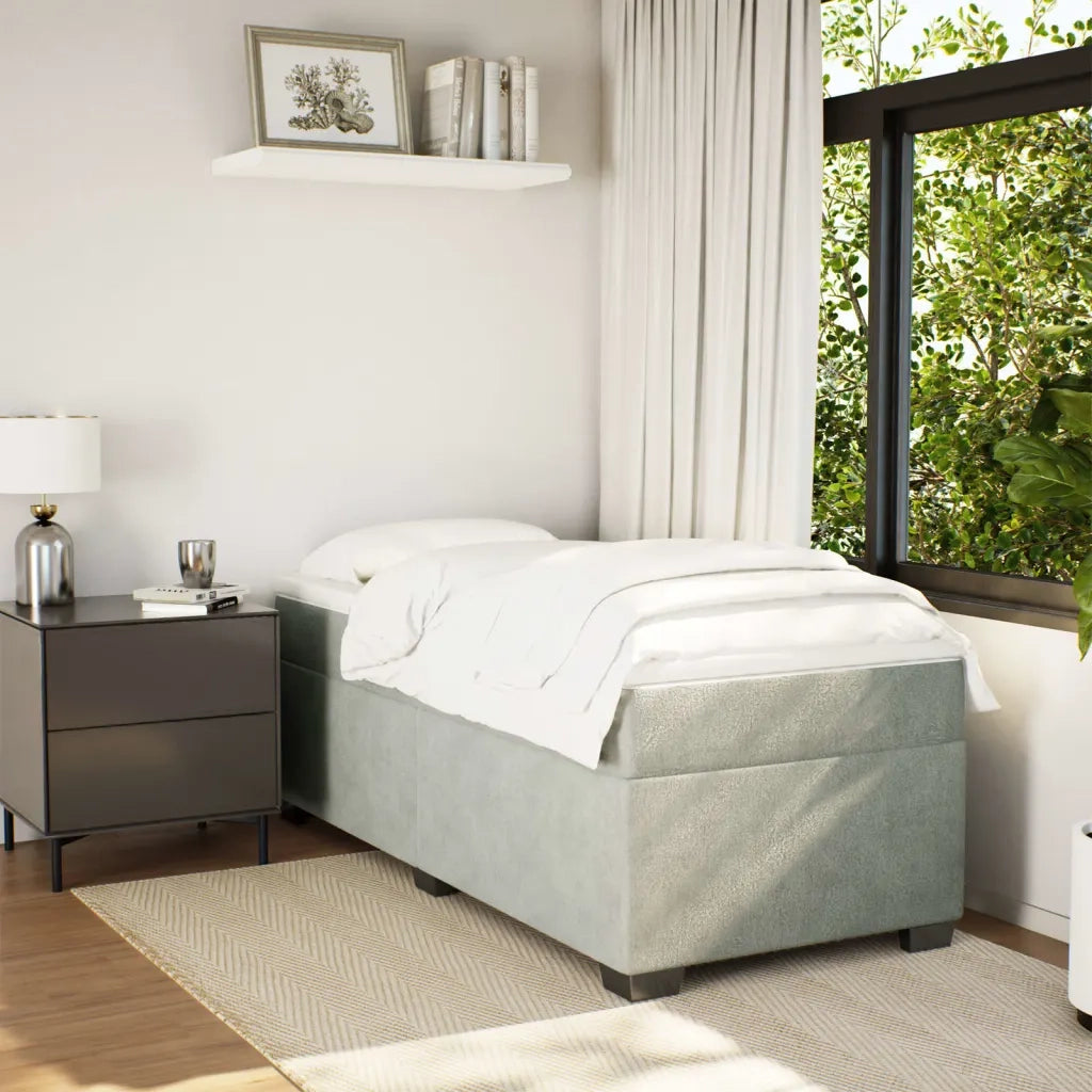 Giroletto a Molle con Materasso-Struttura Letto Grigio Chiaro 90x190 cm Velluto 448781