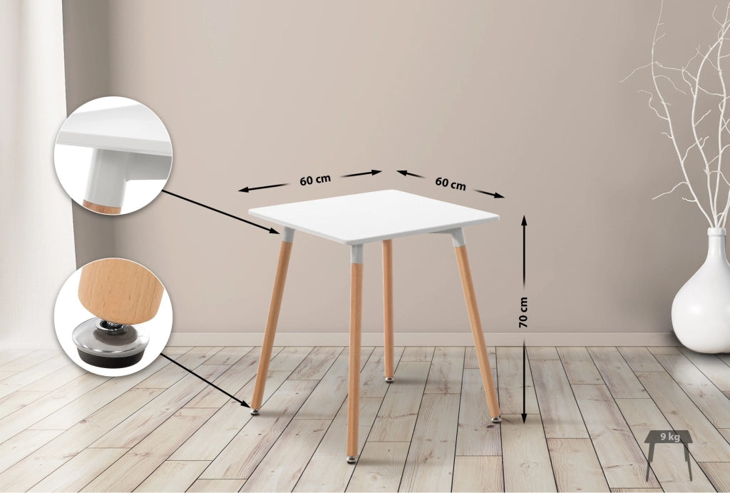 Tavolo Quadrato da Cucina Viborg bianco,60 cm