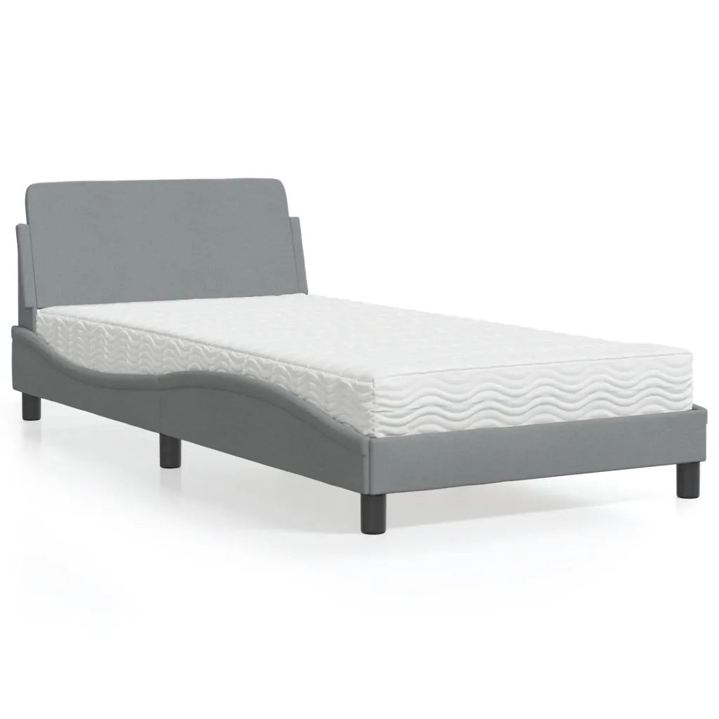 Letto con Materasso Dover Grigio Chiaro 100x200 cm in Tessuto 3208344