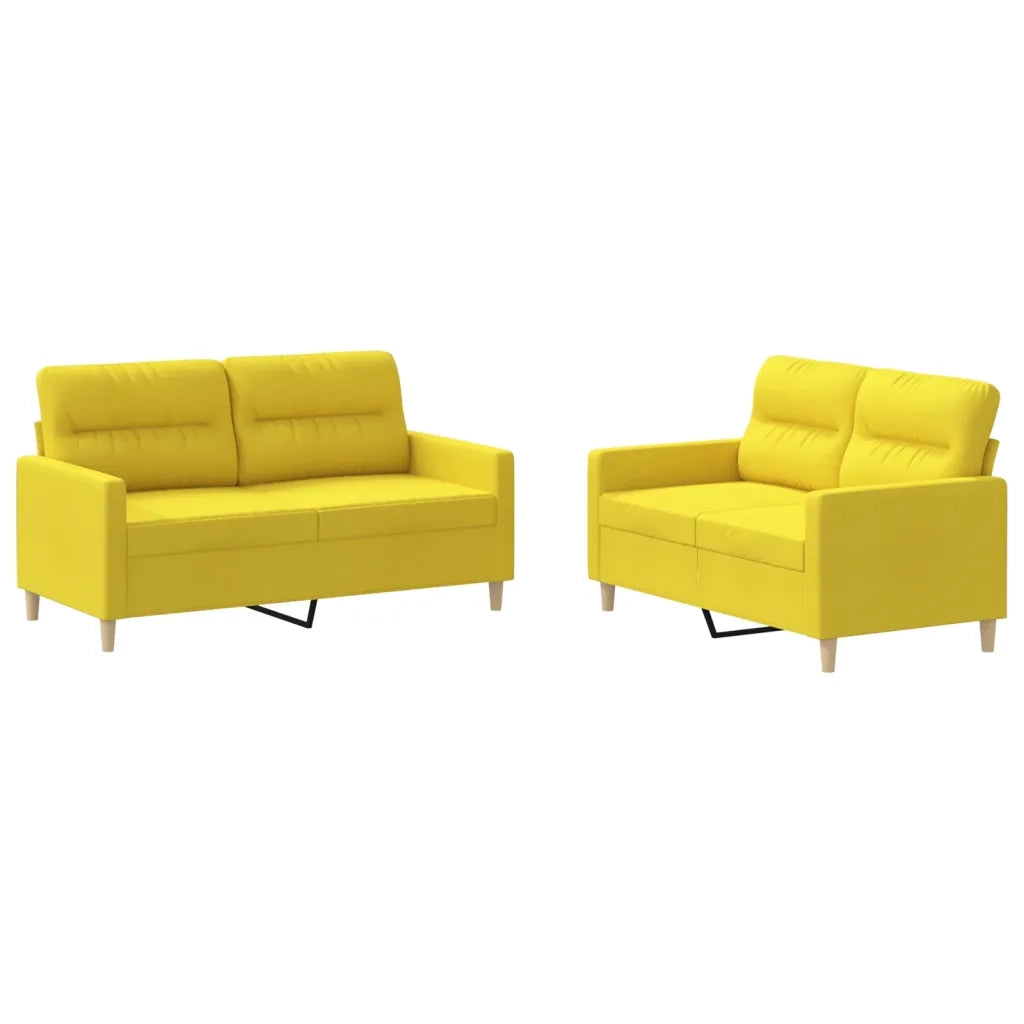 vidaXL Set di Divani 2 pz con Cuscini Giallo Chiaro in Tessuto