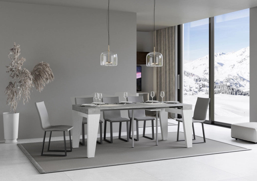 Consolle Allungabile 90-300x40x77 cm in Nobilitato Grigio e Bianco