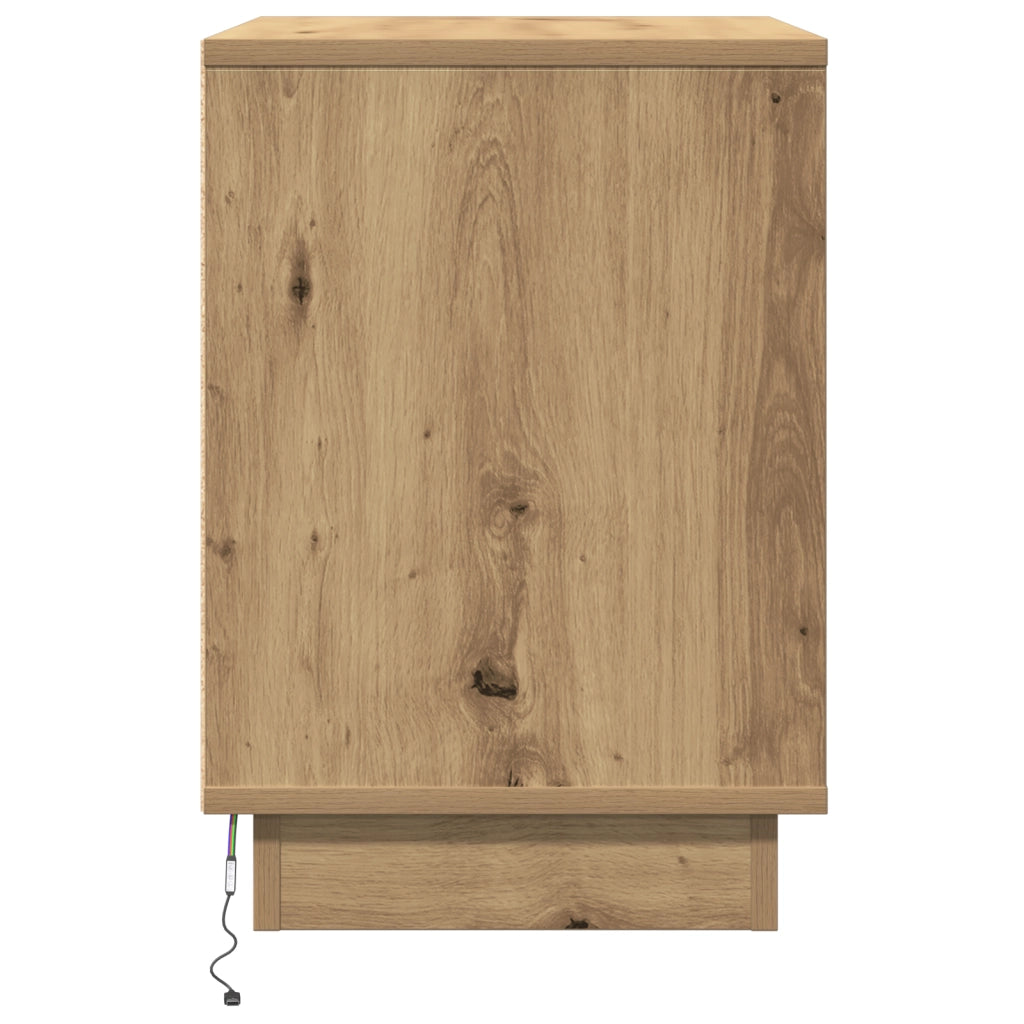 Comodino con LED Quercia Artigianale 50x34,5x50 cm