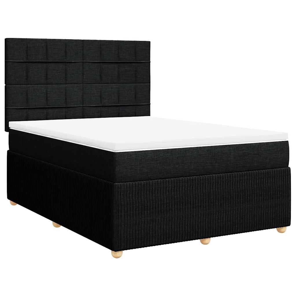 Giroletto a Molle con Materasso Nero 140x200 cm in Tessuto