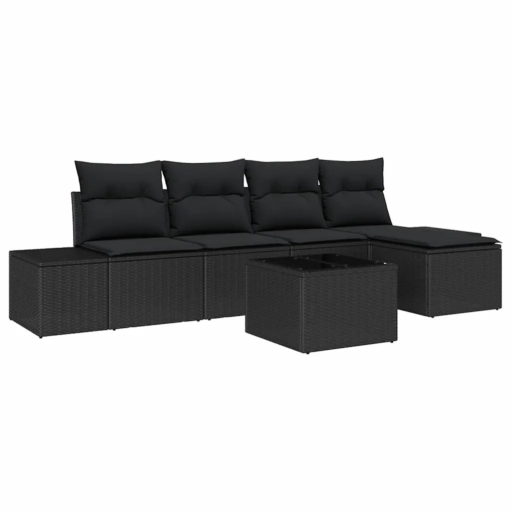 Set Divano da Giardino con cuscino 5 pcs Nero polyrattan 3355702
