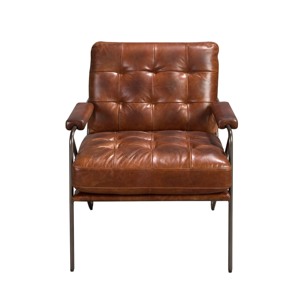 Poltrona in pelle marrone cognac