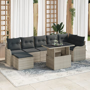 Set da Divano da Giardino 8 Pezzi con Cuscini Grigio Chiaro Rattan Polietilene