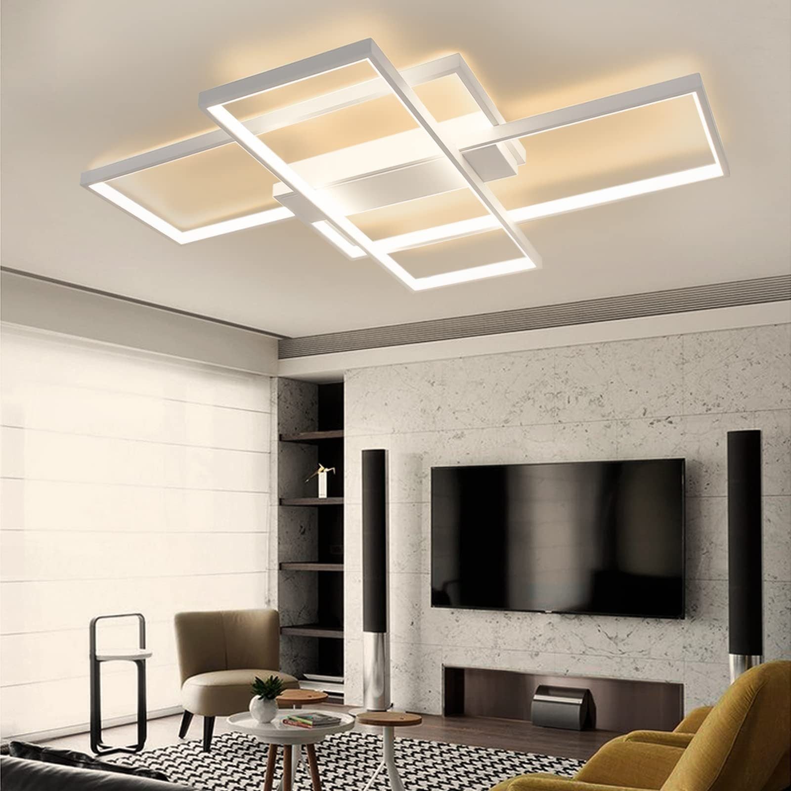 ZMH Lampada da soffitto LED moderna geometrica rettangolare 100cm per soggiorno camera