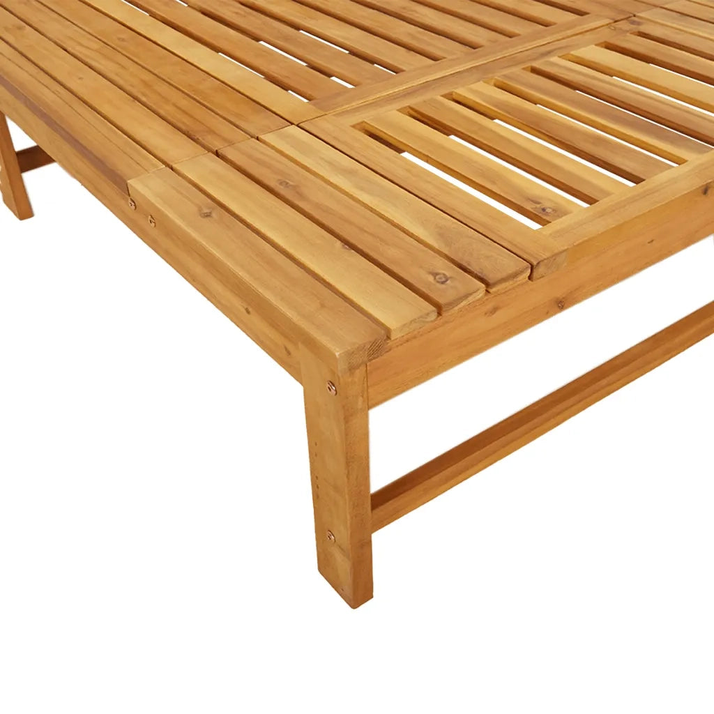 Sdraio da giardino | Lettino Cuscino e Guanciale Bianco Crema Legno Massello Acacia