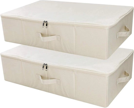 Set di contenitori opachi con coperchio, opachi, per sotto il letto - Set da 2, beige