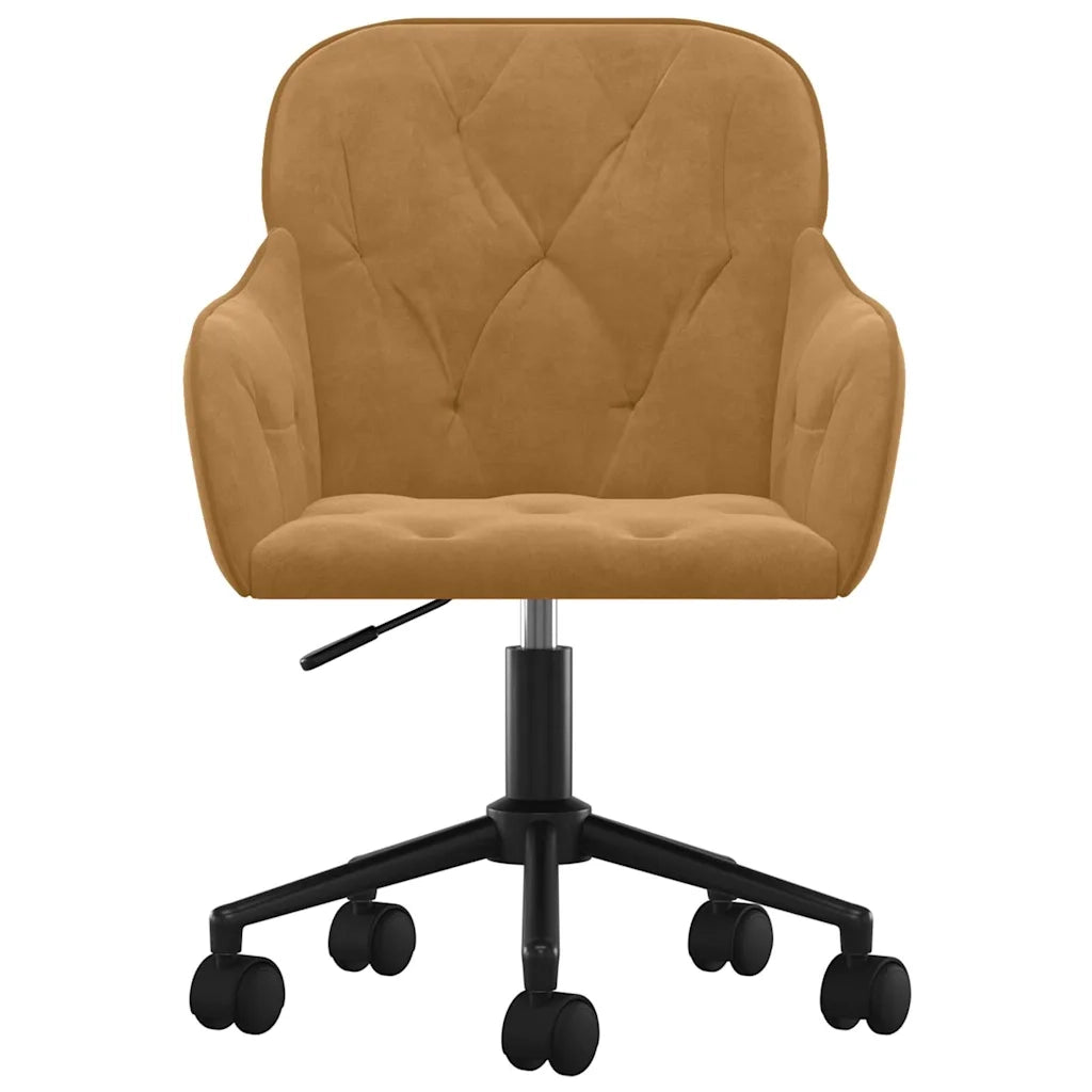 Sedia da Ufficio Girevole Marrone in Velluto