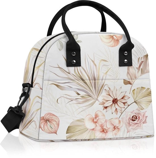 Tas per Picnic Isolato Grande per Donne con Cinturino Impermeabile Picnic per Ufficio, Stile Boho con Fiori