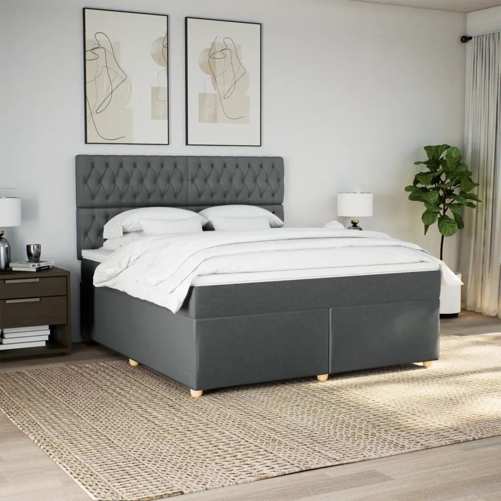 Giroletto a Molle con Materasso Grigio Scuro 180x200 cm Tessuto 3291367