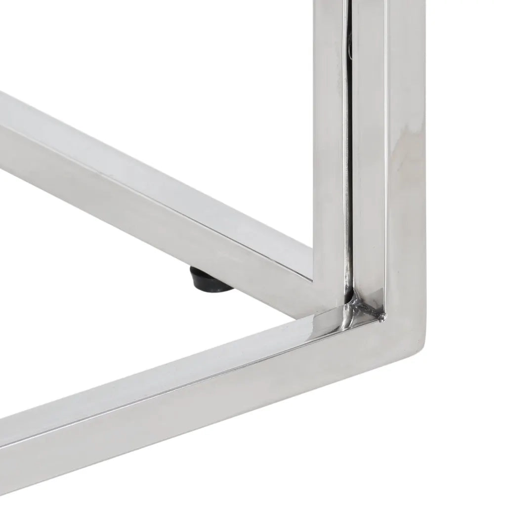 Tavolino Salotto Argento Acciaio Inossidabile Vetro Temperato 349953