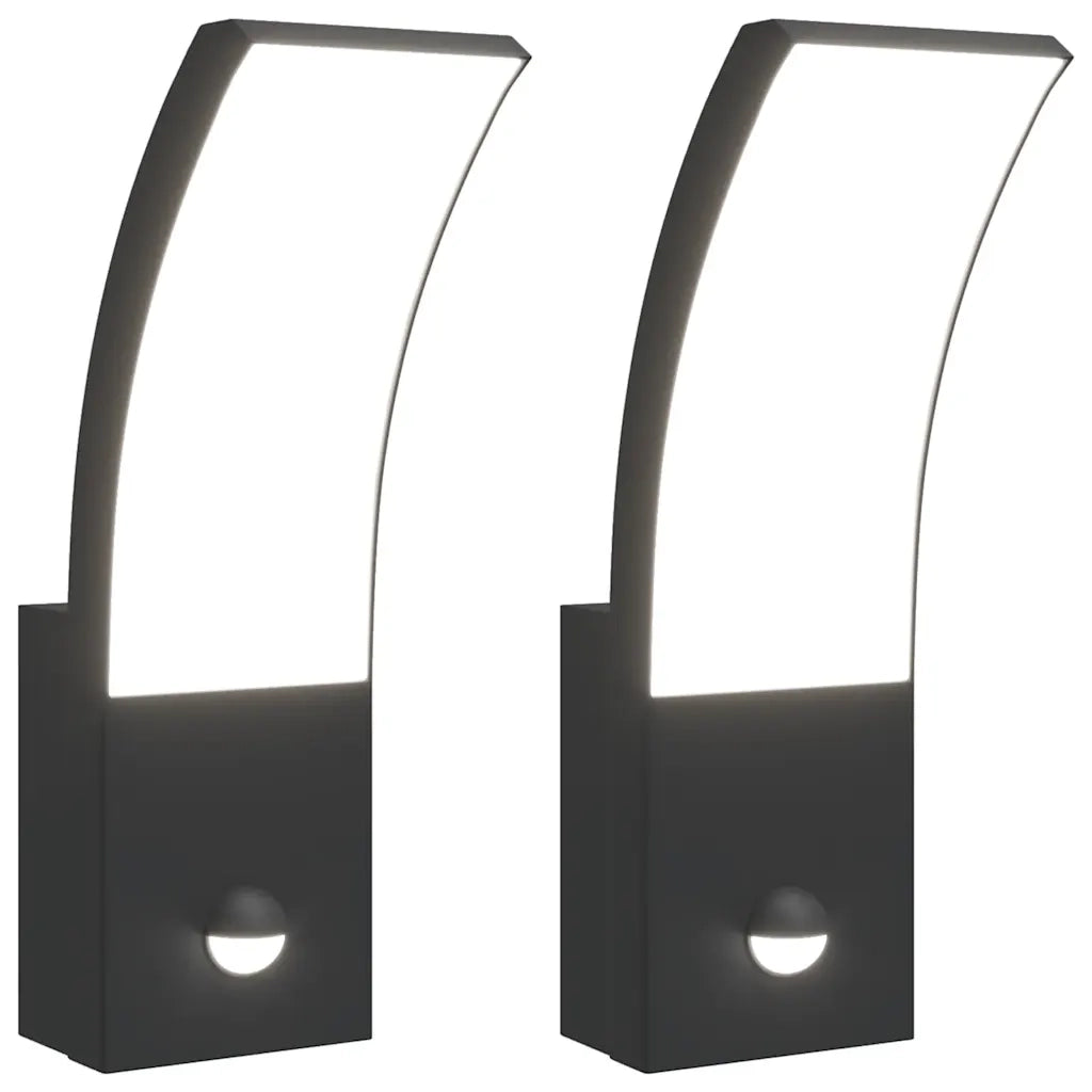 Applique con LED e Sensore 2 pz Nere in Alluminio Pressofuso CFW7642421