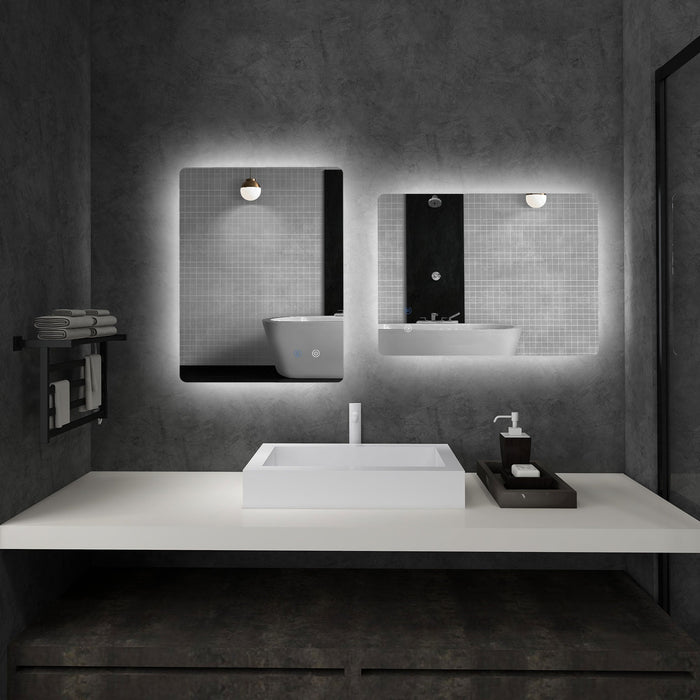 Specchio Bagno con Luci LED  3 Tonalità 70x50 cm Interruttori Touch e Funzione Antiappannamento