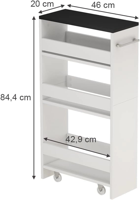 Contenitore a rotelle Rivo, Bianco/antracite, 20 x 84.4 cm