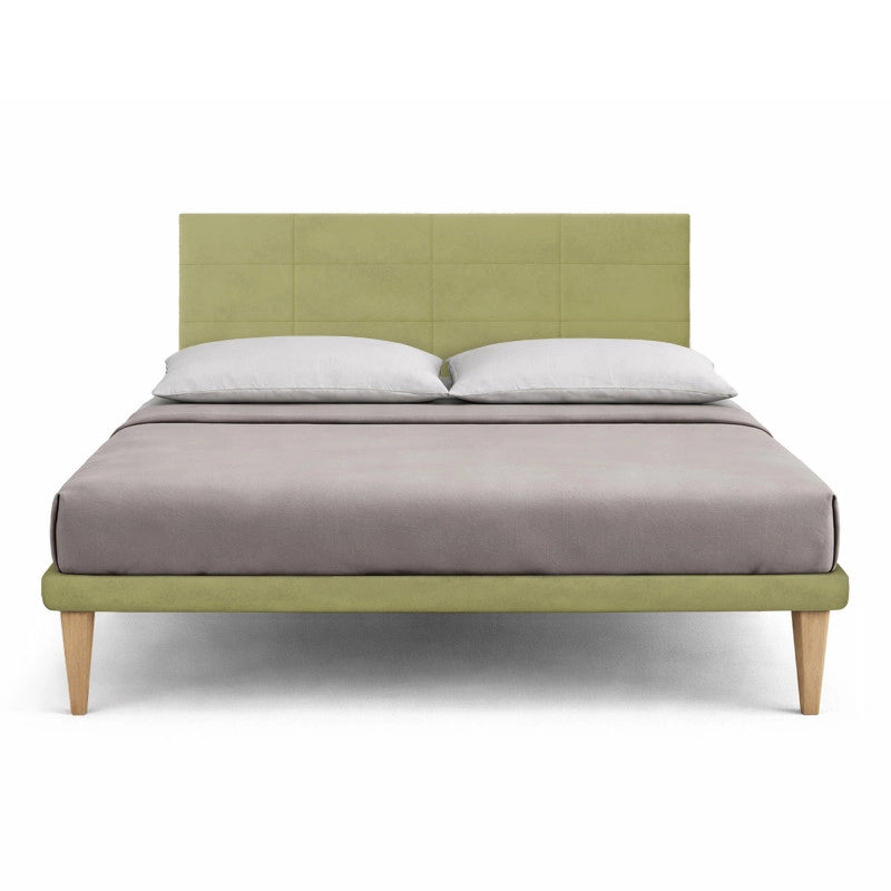 Letto imbottito Letto Matrimoniale alla Francese 140x200 cm Square - Con rete,Microfibra,Tè verde