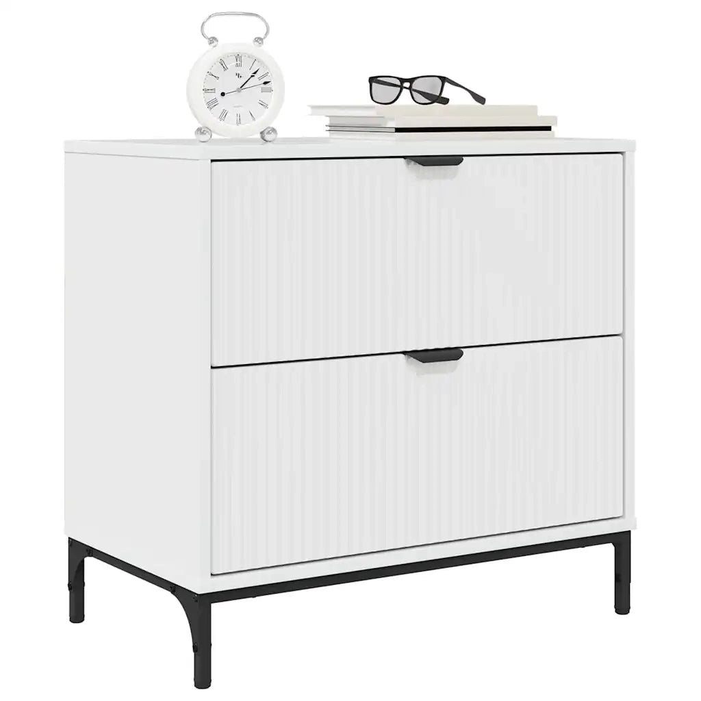 Comodino-Tavolino da notte Bianco lucido 63.5 x 36 x 61 cm Legno multistrato