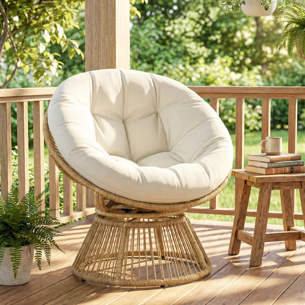 Poltrona Papasan Girevole ¨C zephmum ¨C Naturale 93x81x87 cm