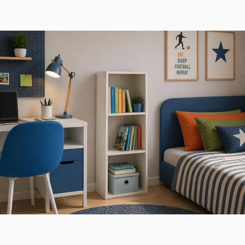 Libreria Scaffale Modulo Aperto 3 Ripiani Portaoggetti 30x24x80H cm Bianco LIB03