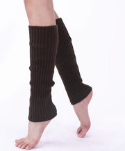 Due pair di calzettoni per donna in lana a maglia per inverno caldi stivali lunghi per donna calzettoni in lana a maglia per donna sportivi con estensione per ginocchia caldi calzettoni per donna per festa yoga danza pattini - Marrone + Nero