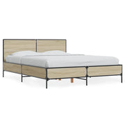 Letto matrimoniale | Letto per adulti | Giroletto Rovere Sonoma 120x200 cm in Legno Multistrato Metallo