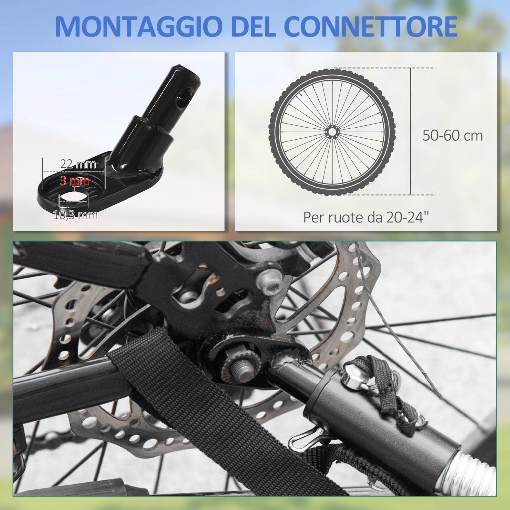 Carrello Bici con Pareti Pieghevoli, Gancio e 4 Catarifrangenti, in Acciaio e PE, 139x71.5x49 cm, Nero