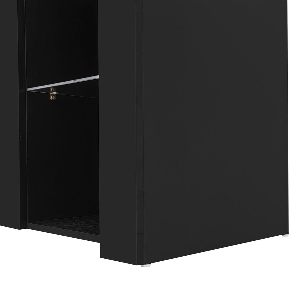 Credenza Moderna con Ante e Ripiani in Vetro ¨C MINIMAL ¨C Bianco Lucido, 95x35x83 cm